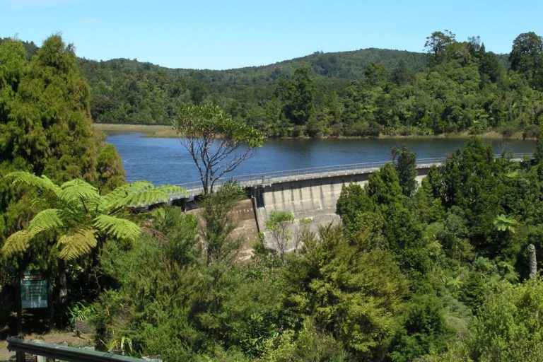 Lovely view of the Waitakaere Dam from the road