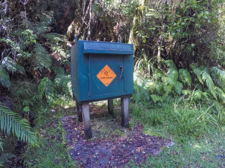 The explosive sign on Callery Gorge Walk