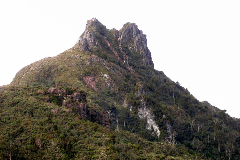 Close up view of the Pinnacles Summit from the Pinnacles Hut