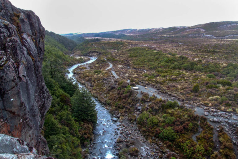 Looking down to the bottom of Taranaki Falls,