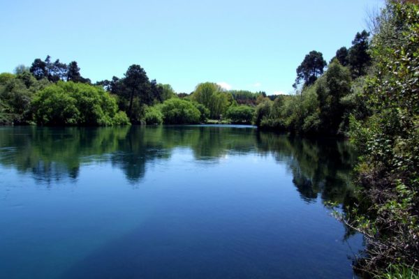 View of the Waikato River on the Huka Falls Walk