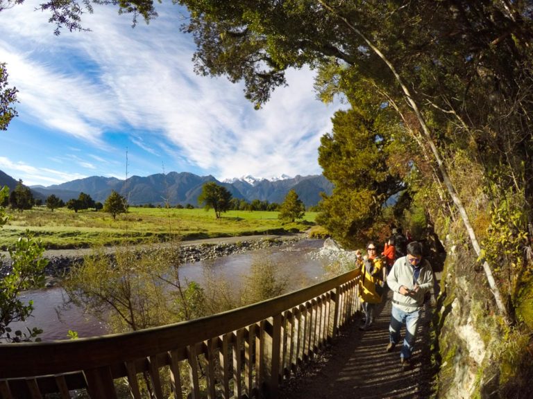 Walking along part of the track