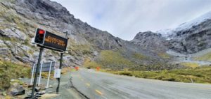 Traffic lights at the Homer Tunnel before Milford Sound - Copyright Freewalks.nz