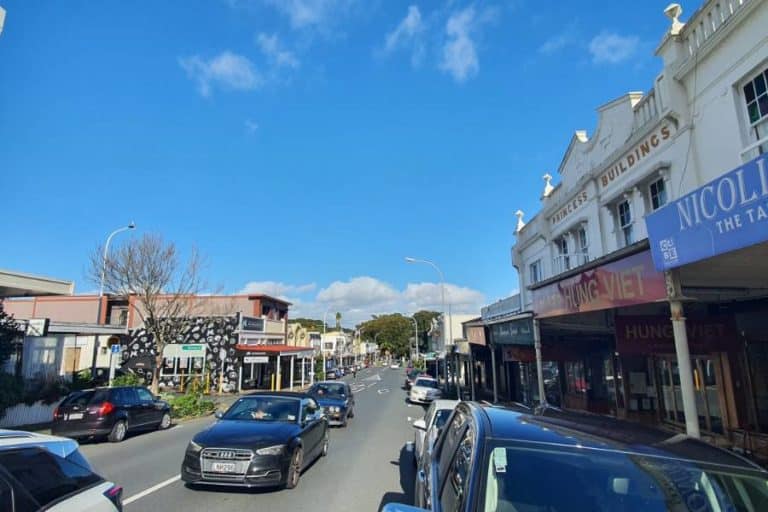 Devonport shops and ferry building at the end of the walk - Copyright Freewalks.nz