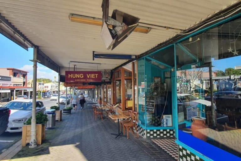 Devonport shops and ferry building at the end of the walk - Copyright Freewalks.nz