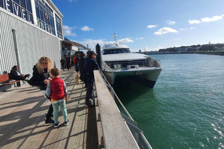 Devonport shops and ferry building at the end of the walk - Copyright Freewalks.nz