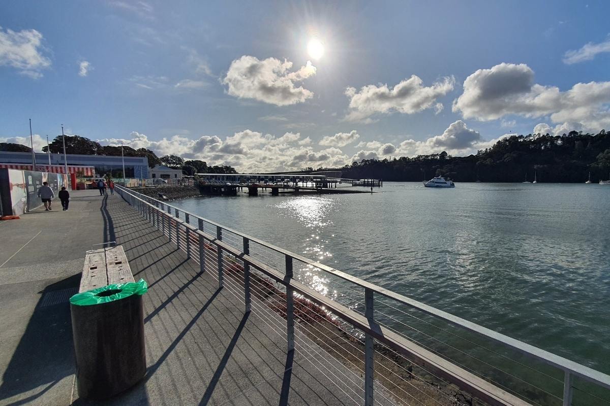 Ferry coming into Hobsonville Point in Auckland by Freewalks.nz