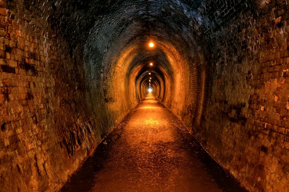 Inside Karangahake Rail Tunnel