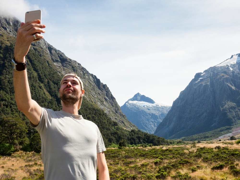 Taking a photo of Mt Talbot on the Ribbonwood Track Walk - Geraldine in New Zealand Freewalks.nz