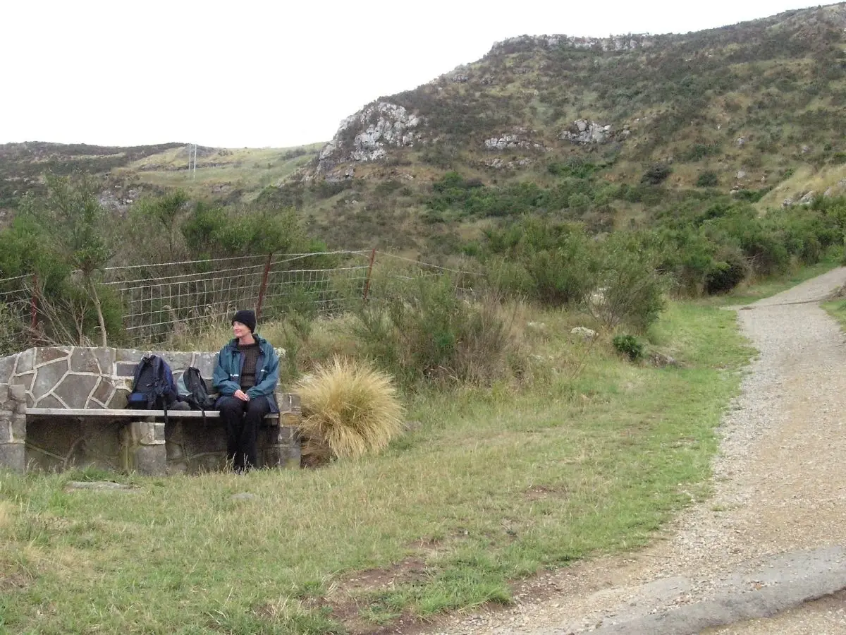 The Bridle Path Lyttelton - Sandra on a seat looking at the views