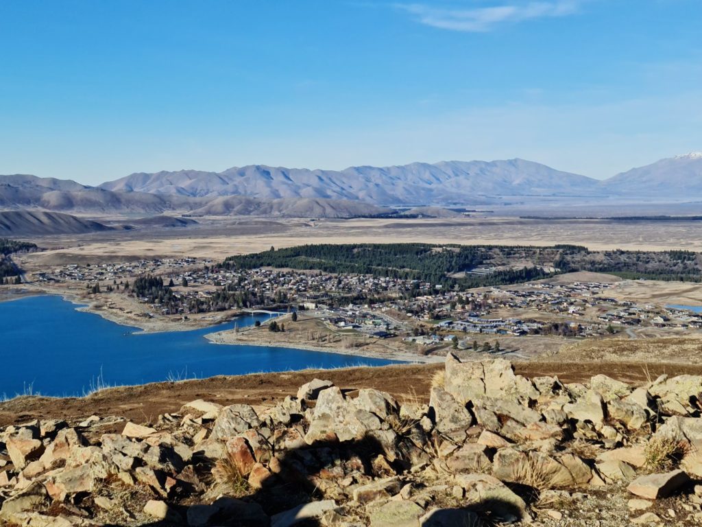 Mt John Summit Circle Track - Views over Tekapo township - New Zealand