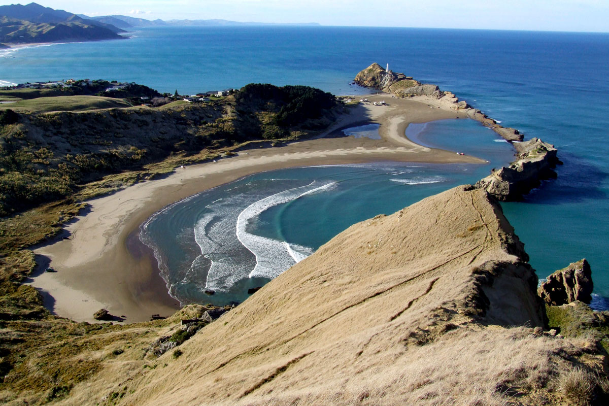 Looking back to the light house|||||Castle Point Hill Walk