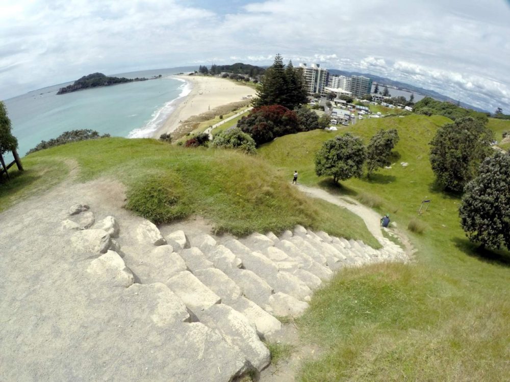 Mt Maunganui Summit walk - steep steps at the beginning of the walk - Copyright Freewalks.nz