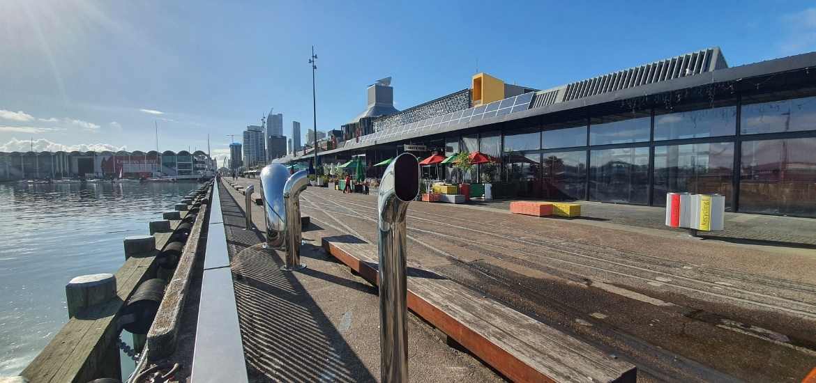 Karanga Plaza past the waterfront restaurants - Short Auckland Walk - Freewalks.nz