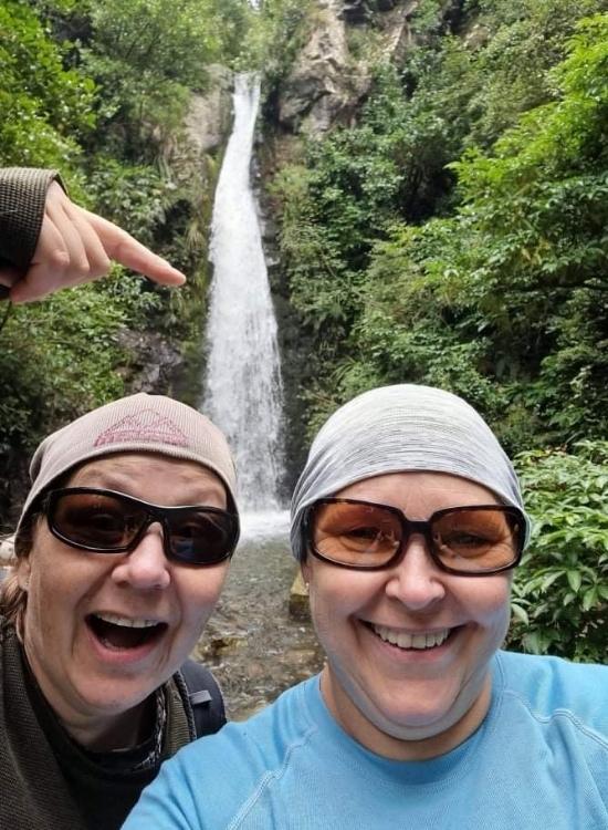 Amee and friend at Washpen Falls Adventure Walk - Mt Oxford Walks - Freewalks.nz