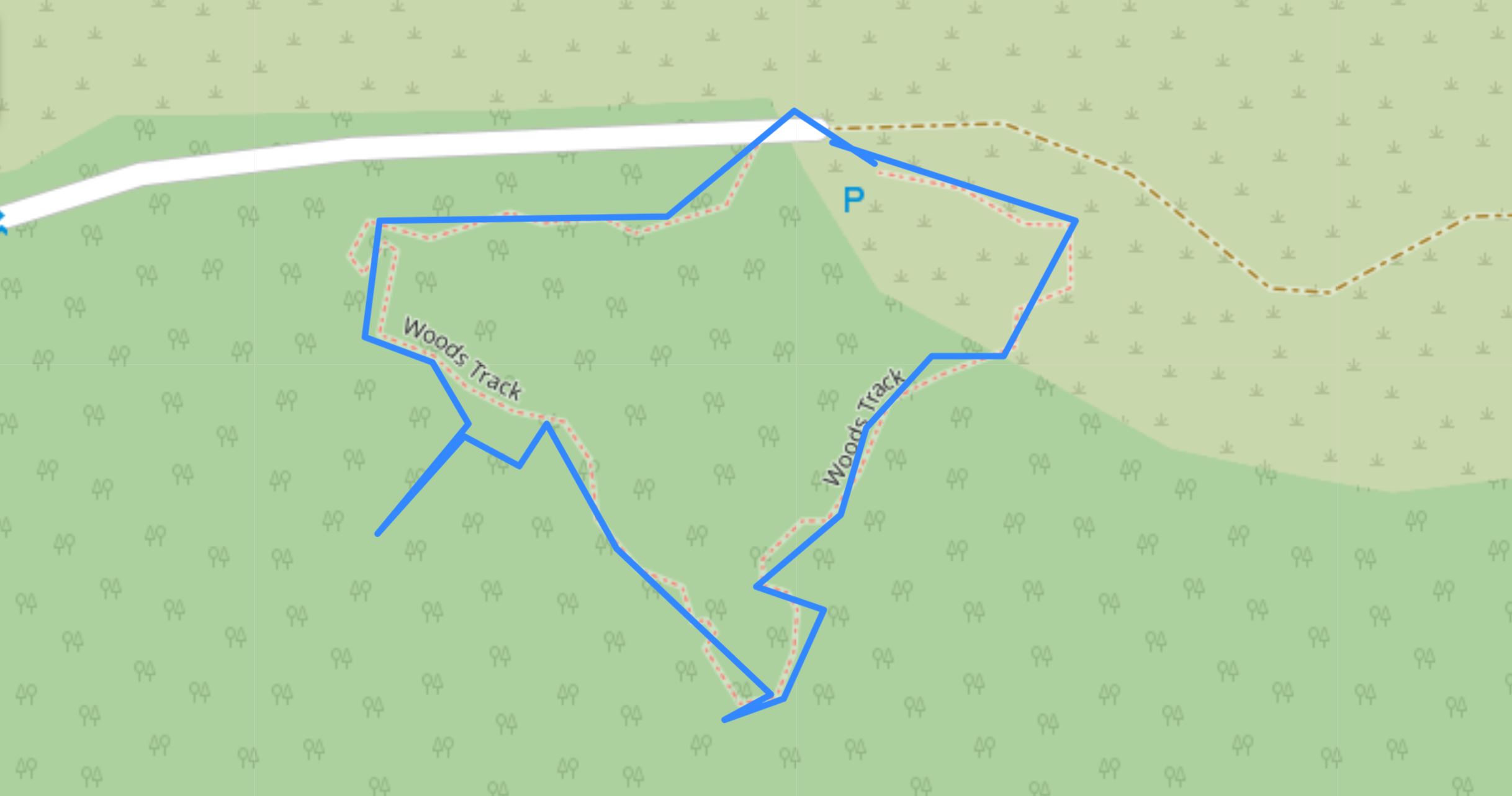 Full track map of Woods Creek Track
