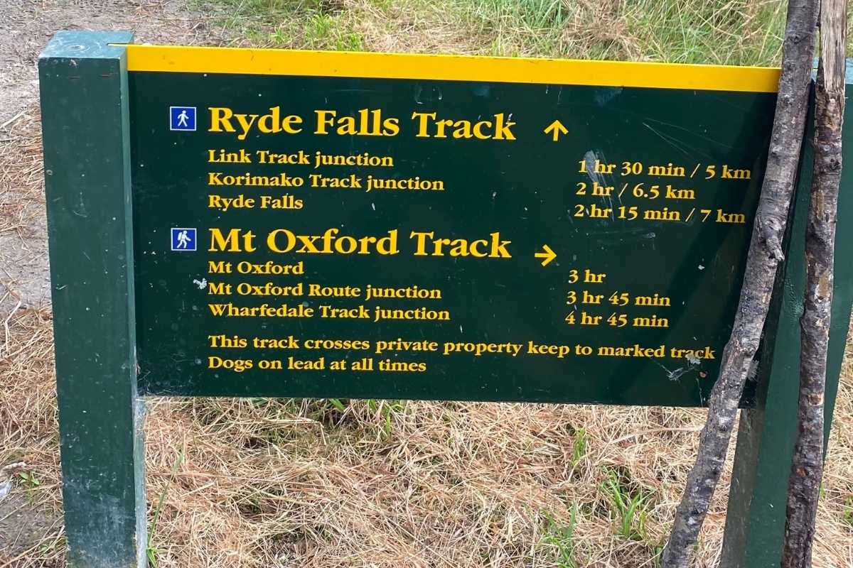 Start of the walk to Ryde Falls in Mt Oxford, South Island, NZ - Freewalks.nz