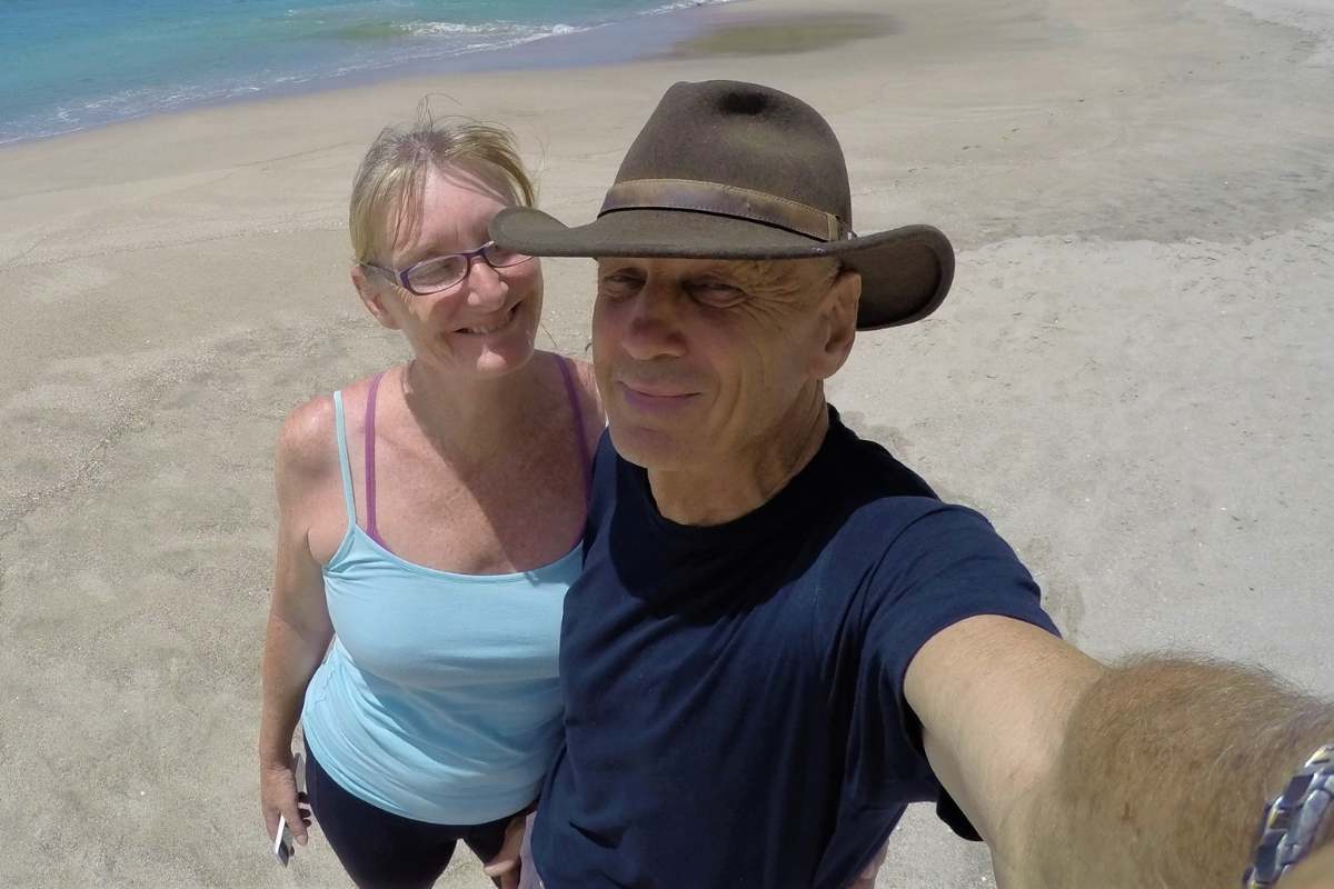 Sandra and Garry on the beach near Waihi