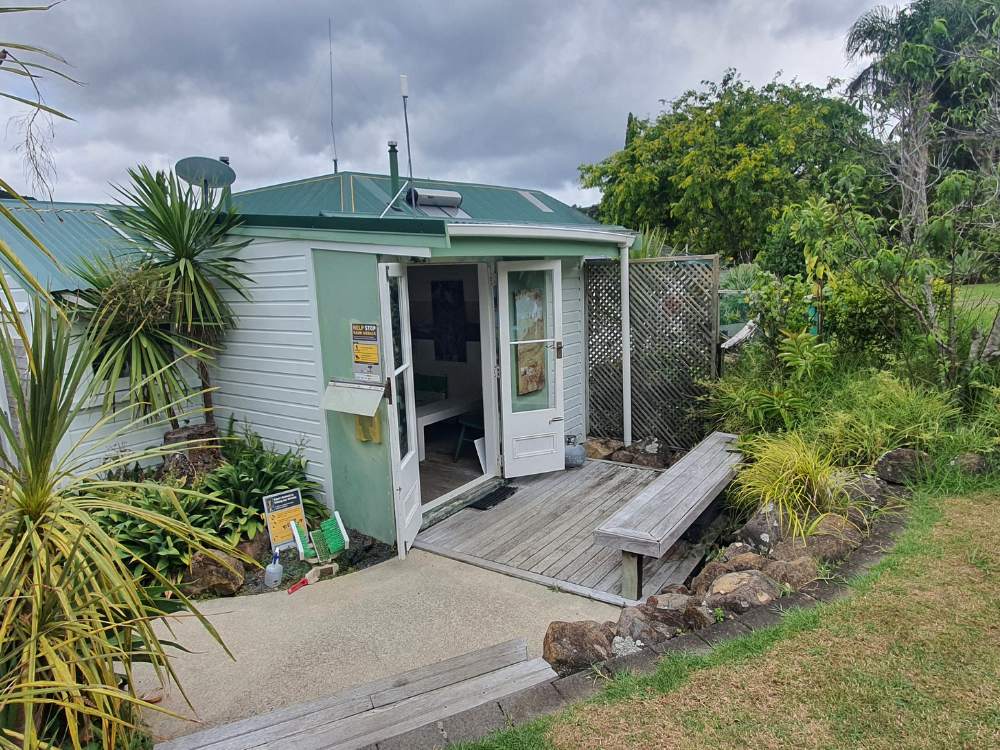 Front of the office at Glenfern Sanctuary at Port Fitzroy on Great Barrier Island by Sandra from Freewalks.nz New Zealand