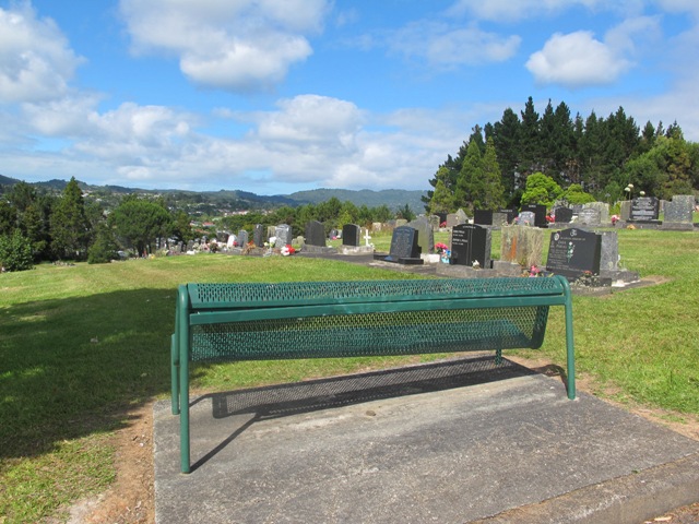 Bench seat in the Waikumete Cemetery
