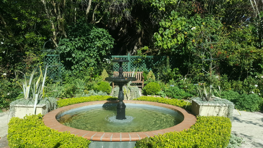 Relax by the Nancy Steen Garden Fountain