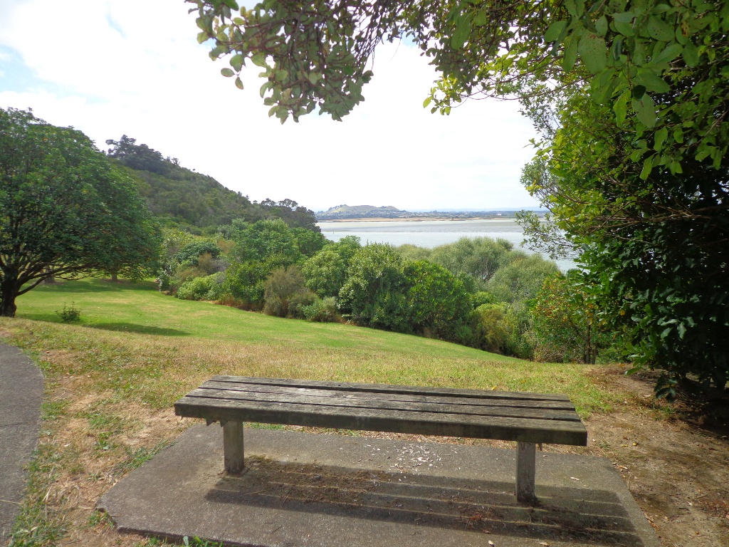 Waikowhai park with Foreshore beach view and bench
