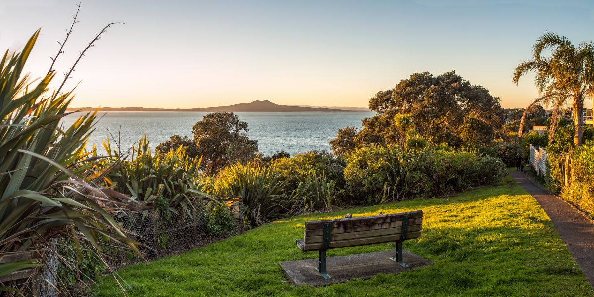 Morning view out to Rangitoto from East Coast Bays near Rosedale