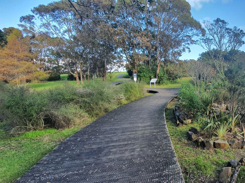 Corner of the park where it meets Lake Road, boardwalk towards the skate park in Devonport