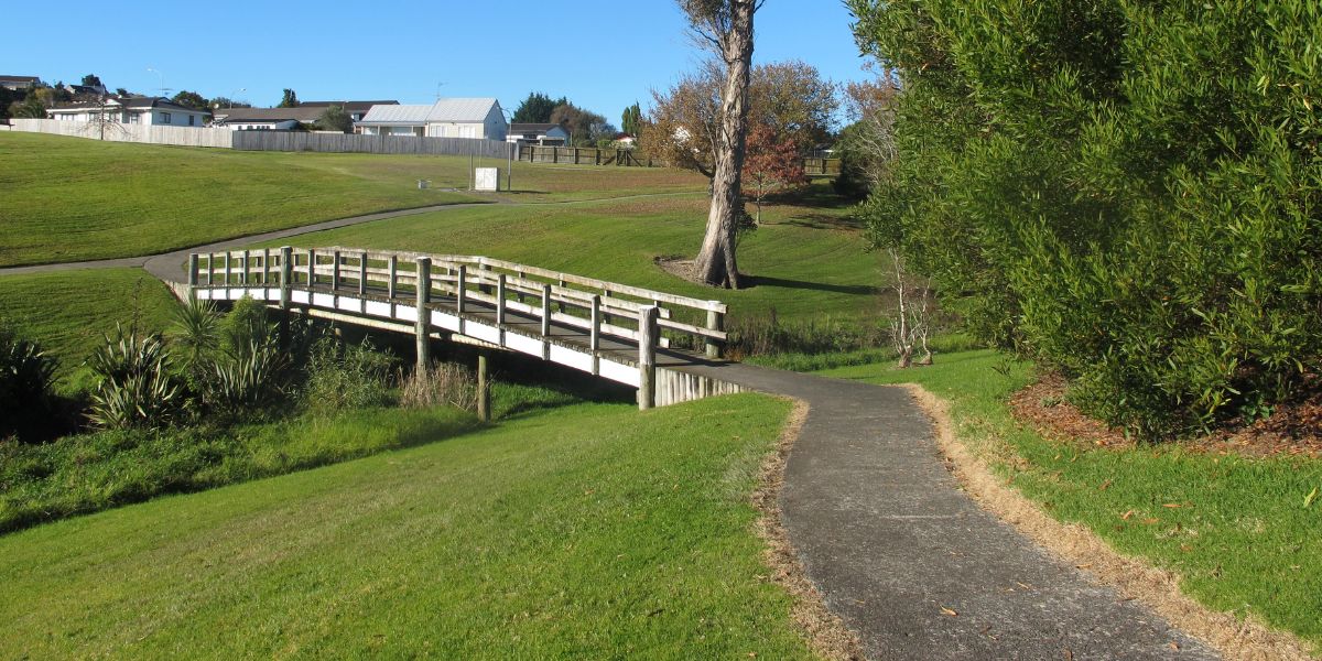 One of the walk bridges on the Cascade Walkway in Pakuranga