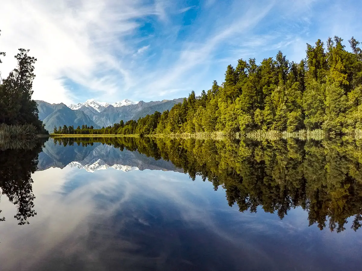 Lake Matheson Mirror Lake in New Zealand