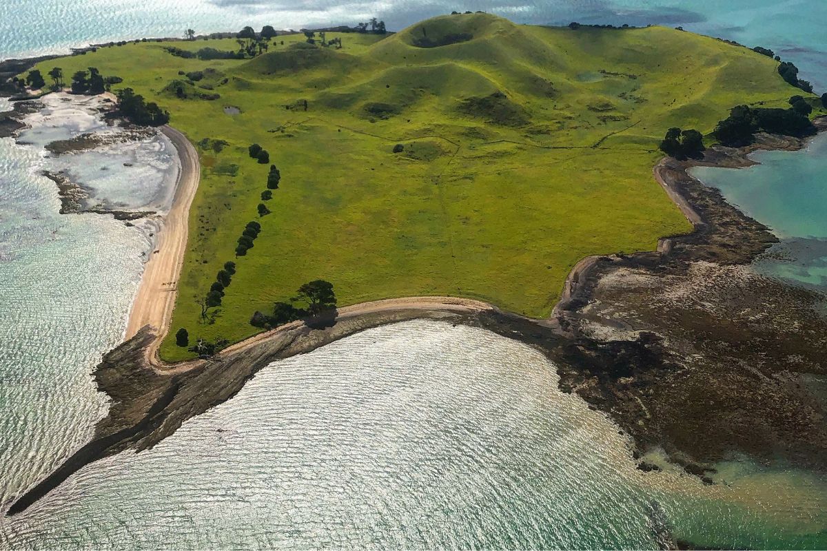 View of beautiful Browns Island volcano from a plane