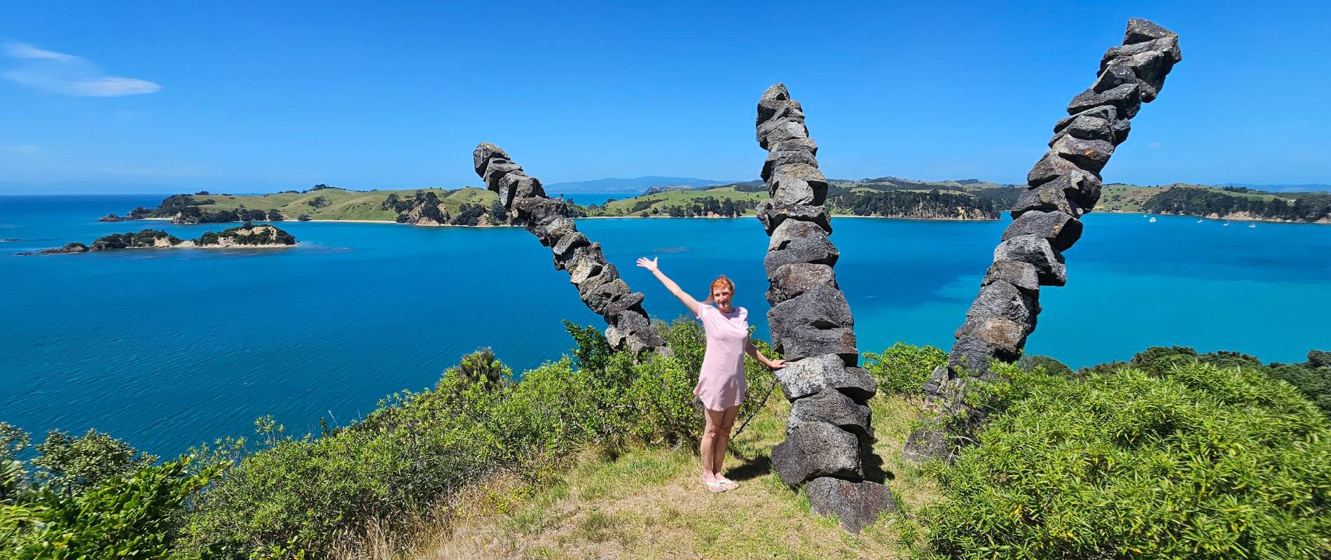 Sandra at the Sculpture Loop Walk - Rotoroa Island