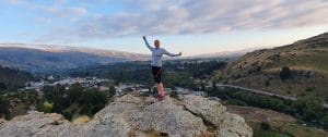 Sandra on Frog Rock in Roxburgh, Central Otago