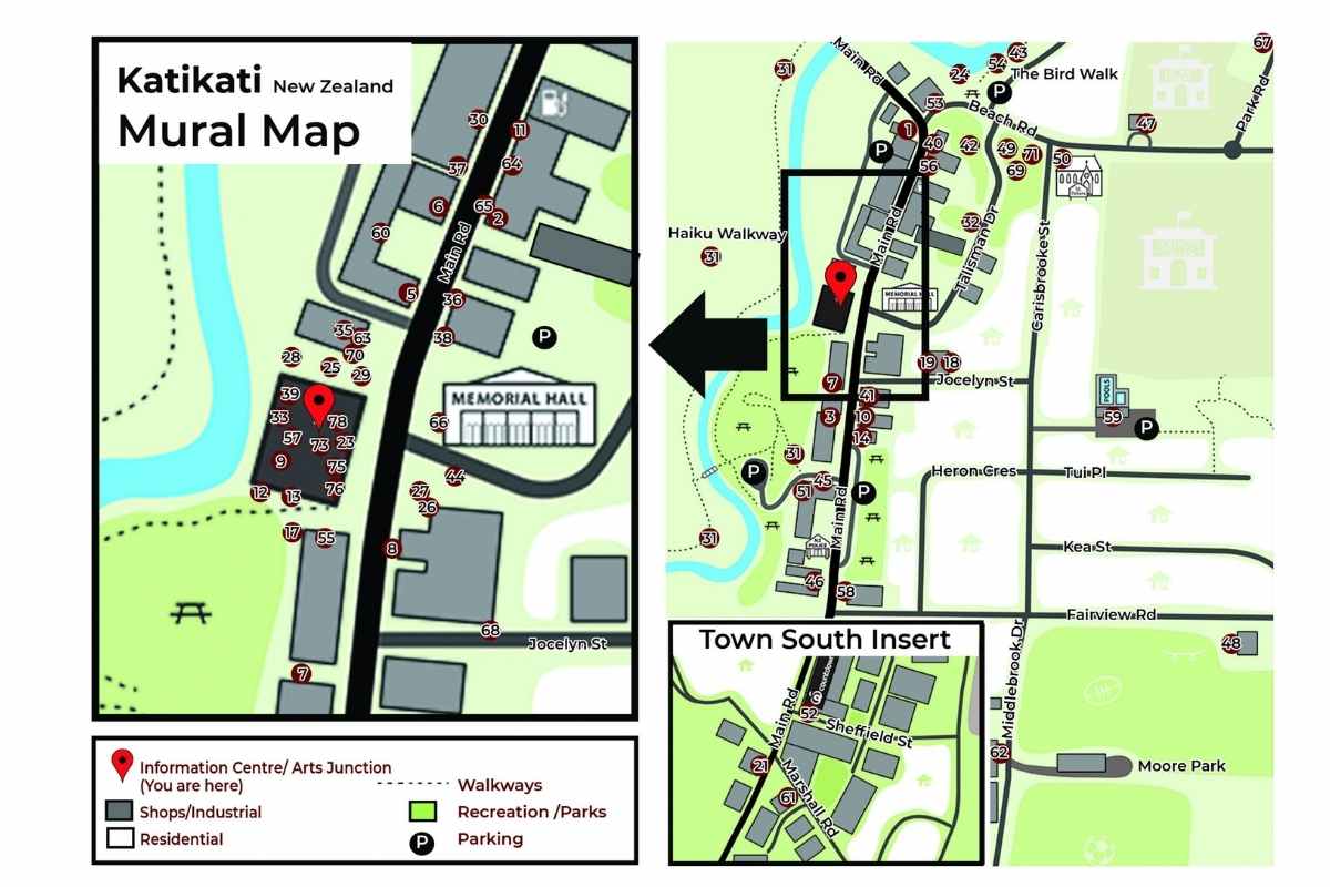 Katikati town Murals Walk Map