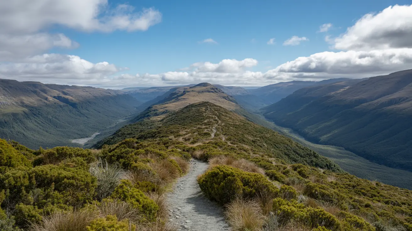 Stunning Photograph taken of the Dome Summit Track walk in Dome Valley, New Zealand on a bright sunny day.