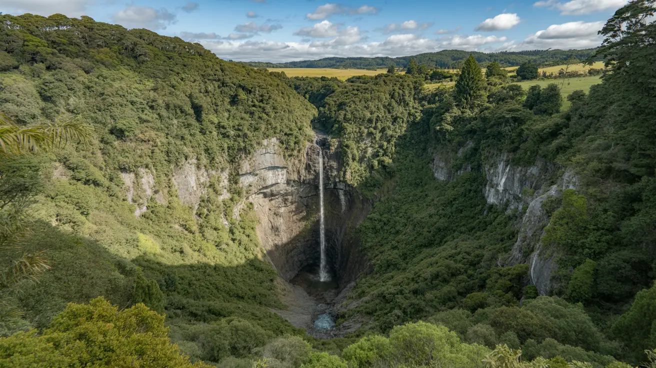 Stunning Photograph taken of the Hunua Falls Track walk in Hunua Ranges, New Zealand on a bright sunny day.