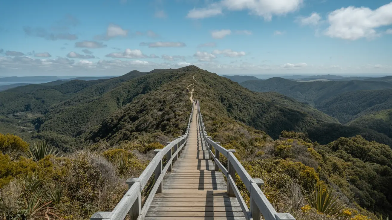 Stunning Photograph taken of the Hunua Traverse Walk walk in Hunua Ranges, New Zealand on a bright sunny day.