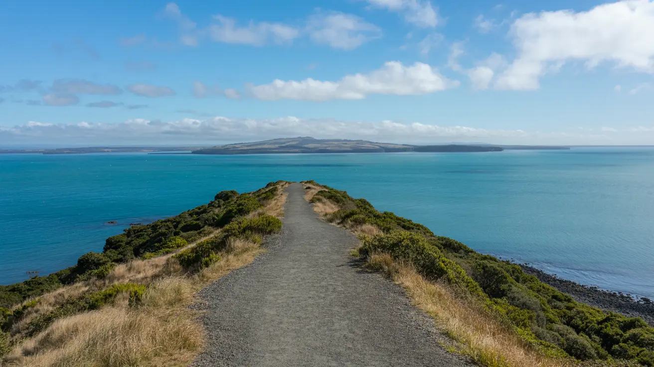 Stunning Photograph taken of the Rangitoto–Motutapu Coastal Walk walk in Rangitoto & Motutapu, New Zealand on a bright sunny day.