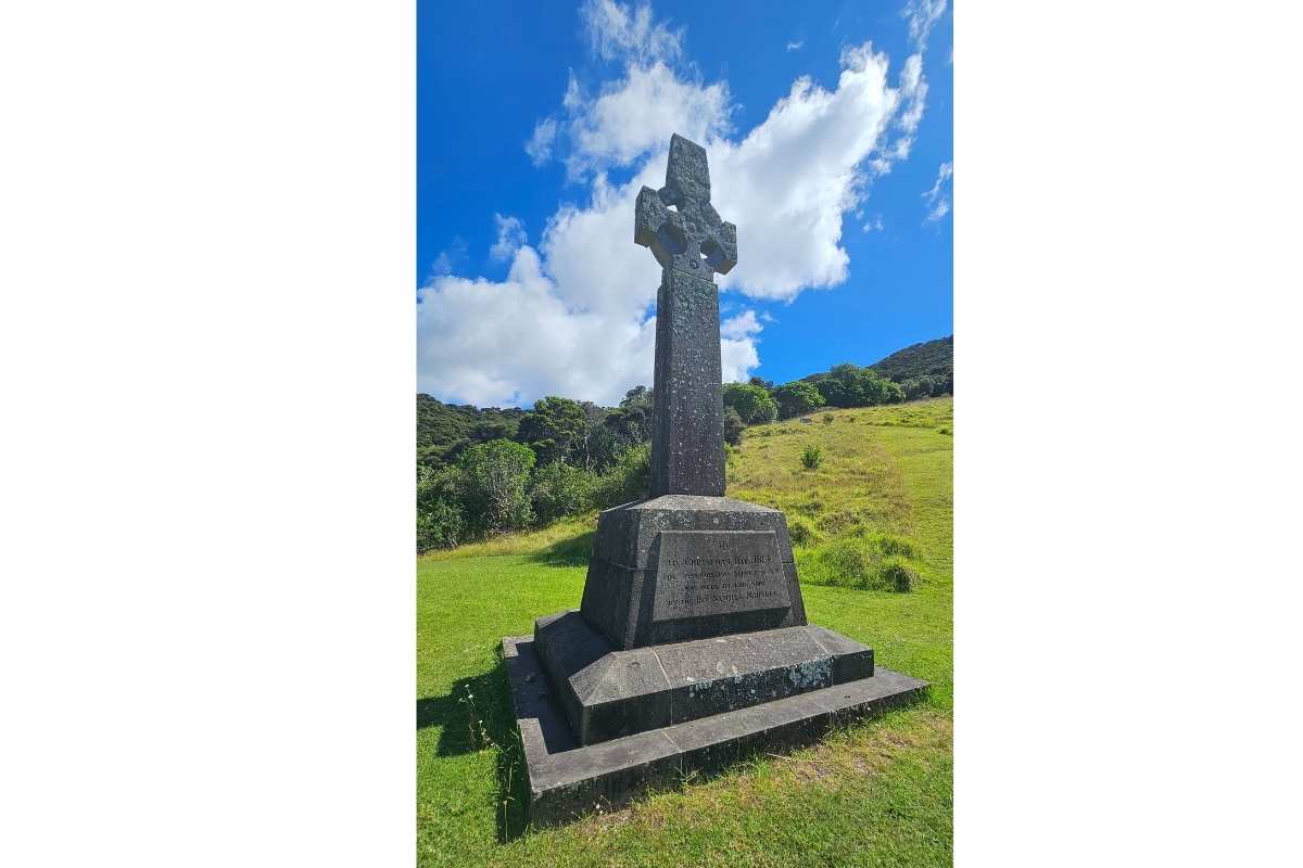 Marsden Cross basalt monument marking 1814 first Christian sermon site New Zealand