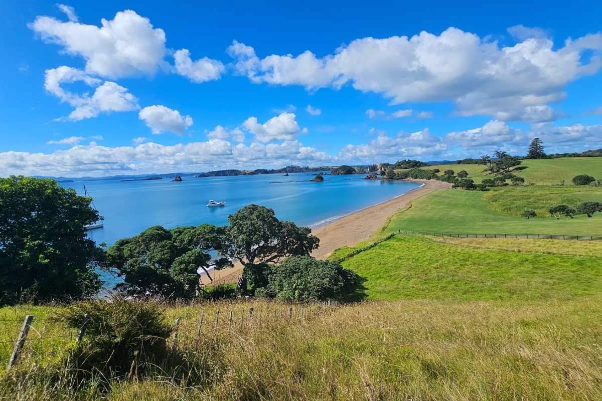 Rangihoua Beach golden sand and calm waters Bay of Islands