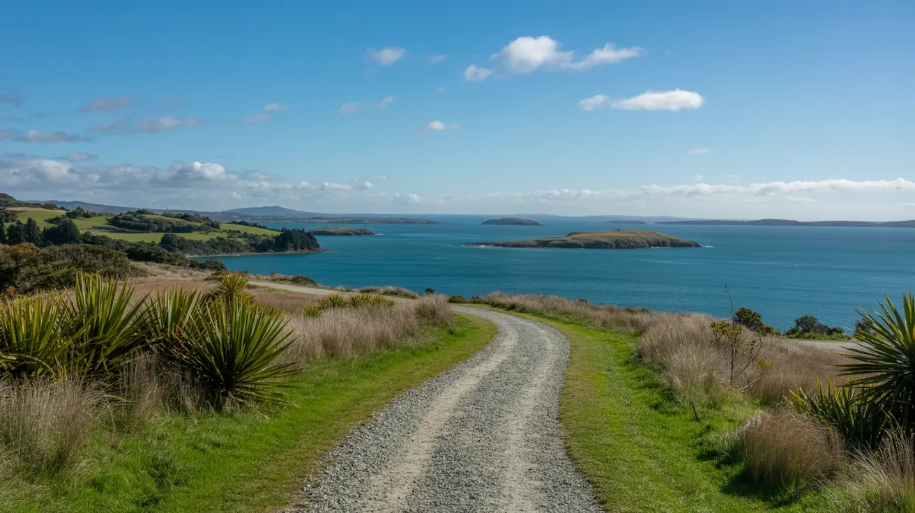 Stunning photograph taken of the Eskdale Reserve Track walk in Birkenhead, New Zealand on a bright sunny day.