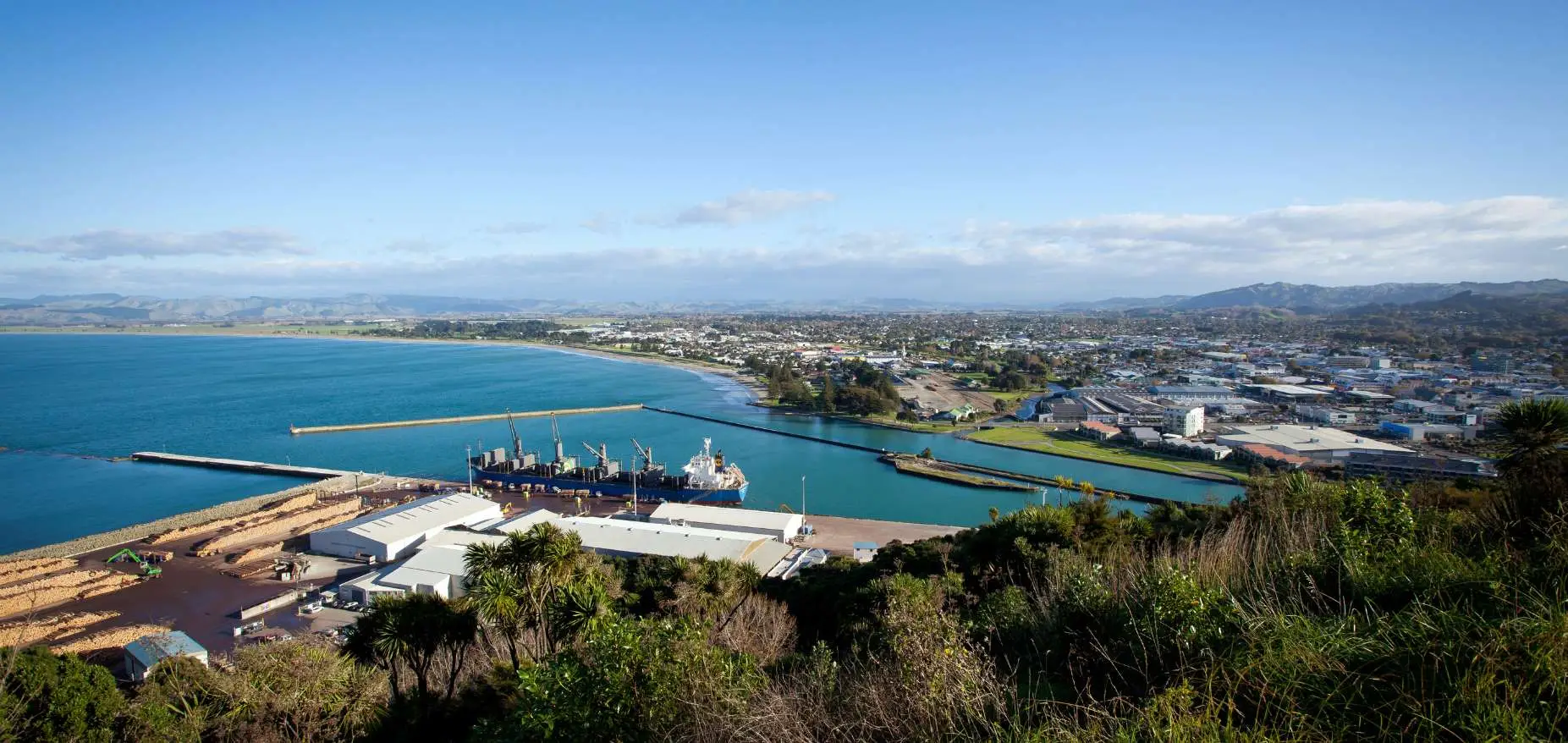 Gisborne City New Zealand from Kaiti Hill, Titirangi Reserve
