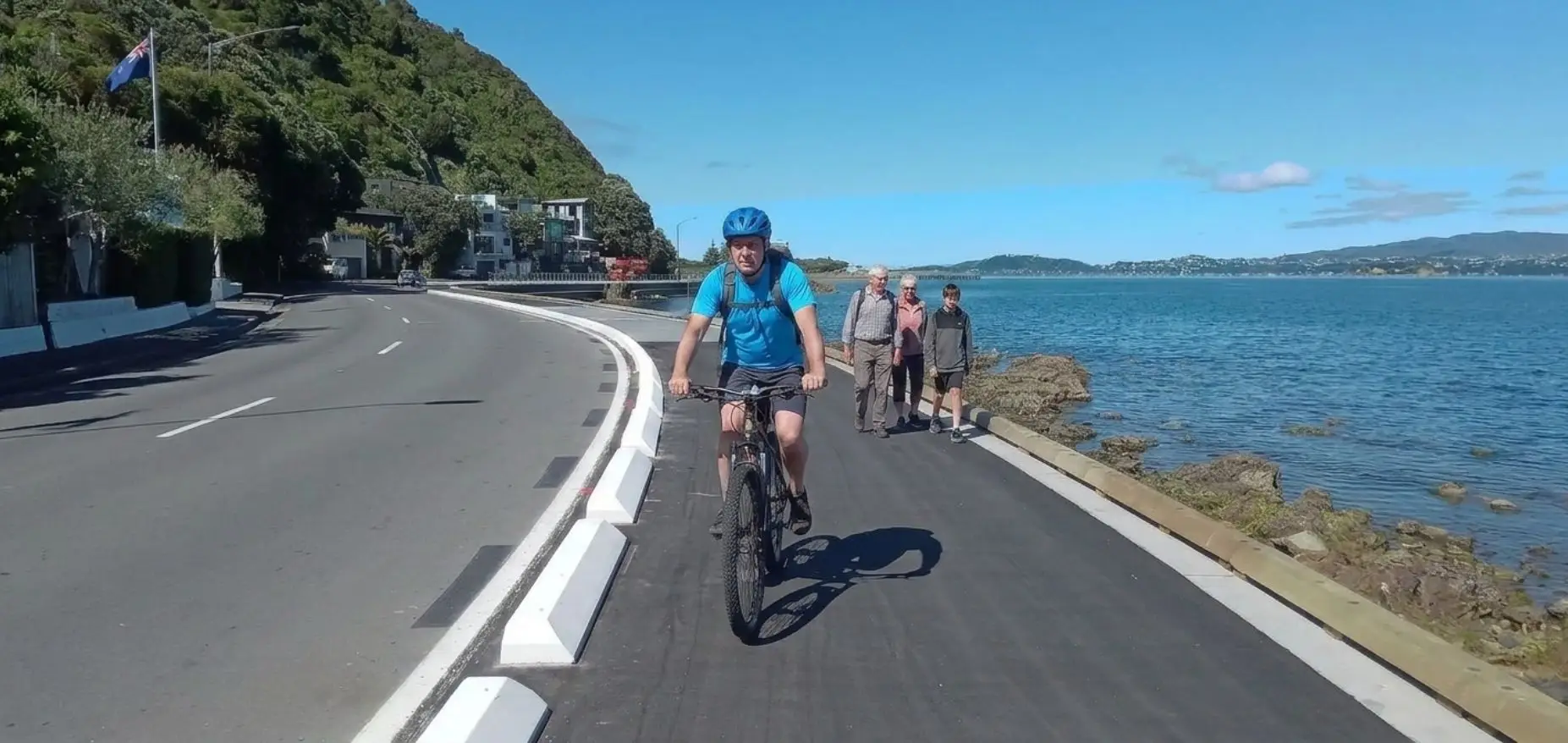 Biker and walkers out on the new Eastern Bays Shared Path, Eastbourne