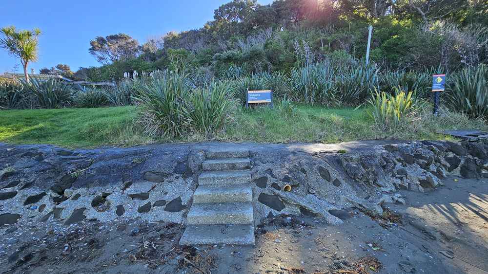 Concrete steps down to the beach at Scandretts Bay