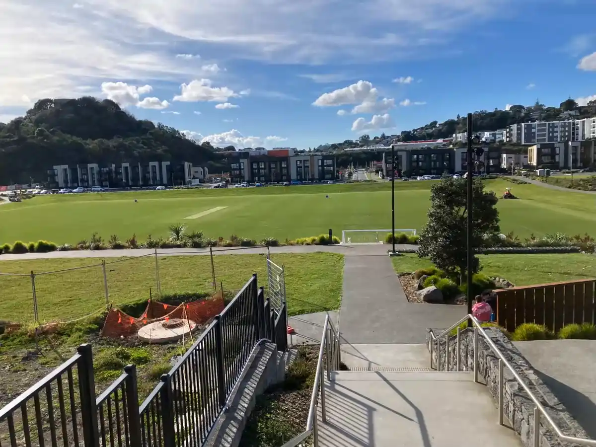 New playing fields at Three Kings with Big King behind